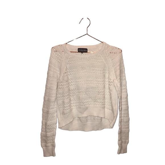 Michael Stars White Open Knit Cropped Sweater Size M/L - Picture 1 of 7
